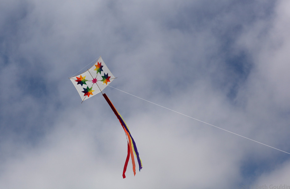 Horizontal kite in the air with tail